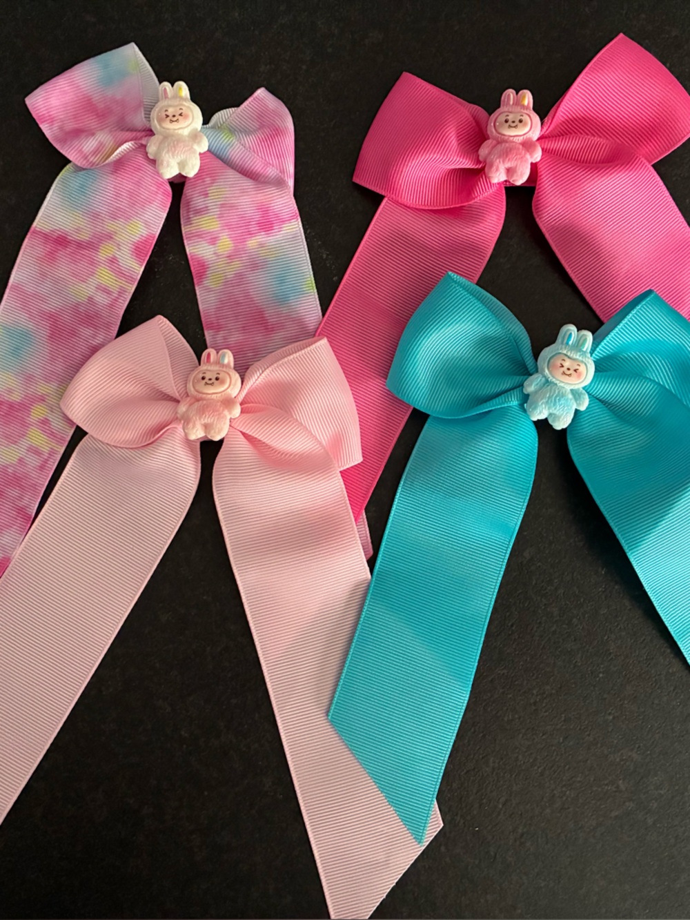 Labubu Inspired 4pc Girls Hair Bow Set